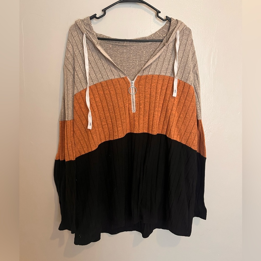 FALL AUTUMN PLUS SWEATER - COZY QUARTER-ZIP